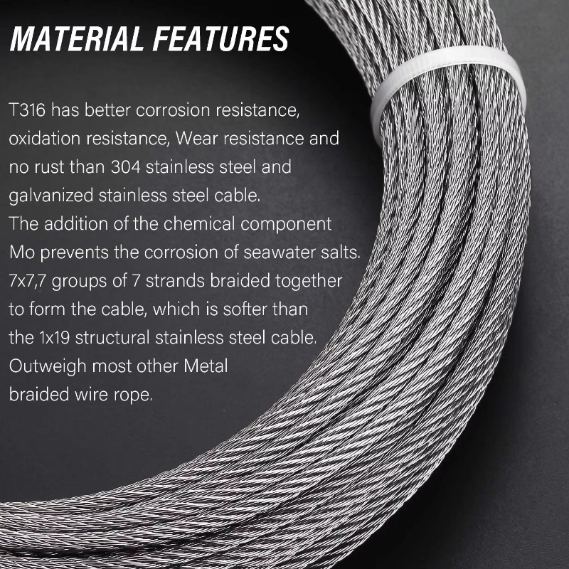 Wire Rope 7X19 Diameter 3.18mm – Stainless Wire Ss316 Bewertung und Preis