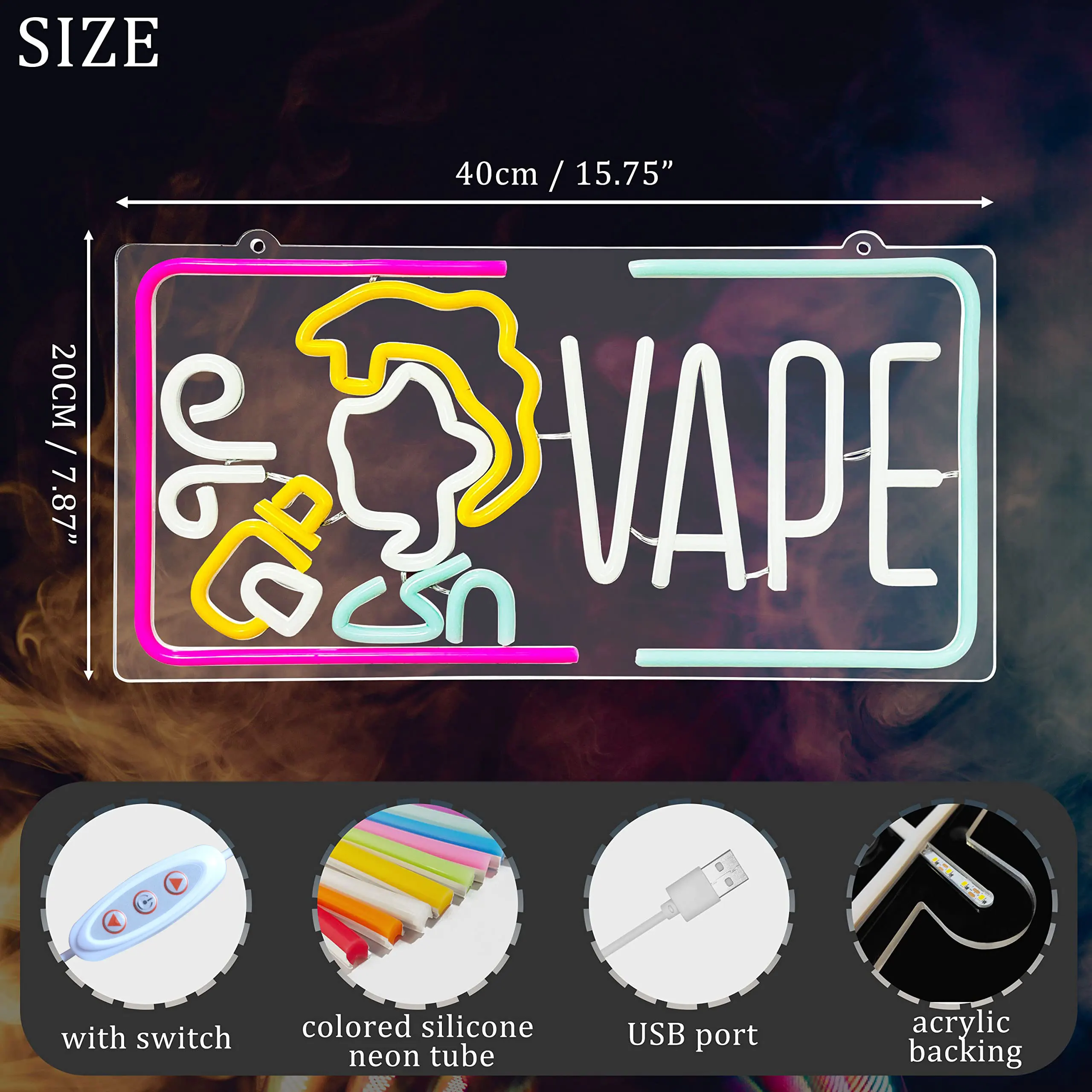 Vape Neon Sign Dimmable Smoke  – Vaping Store Bewertung und Preis