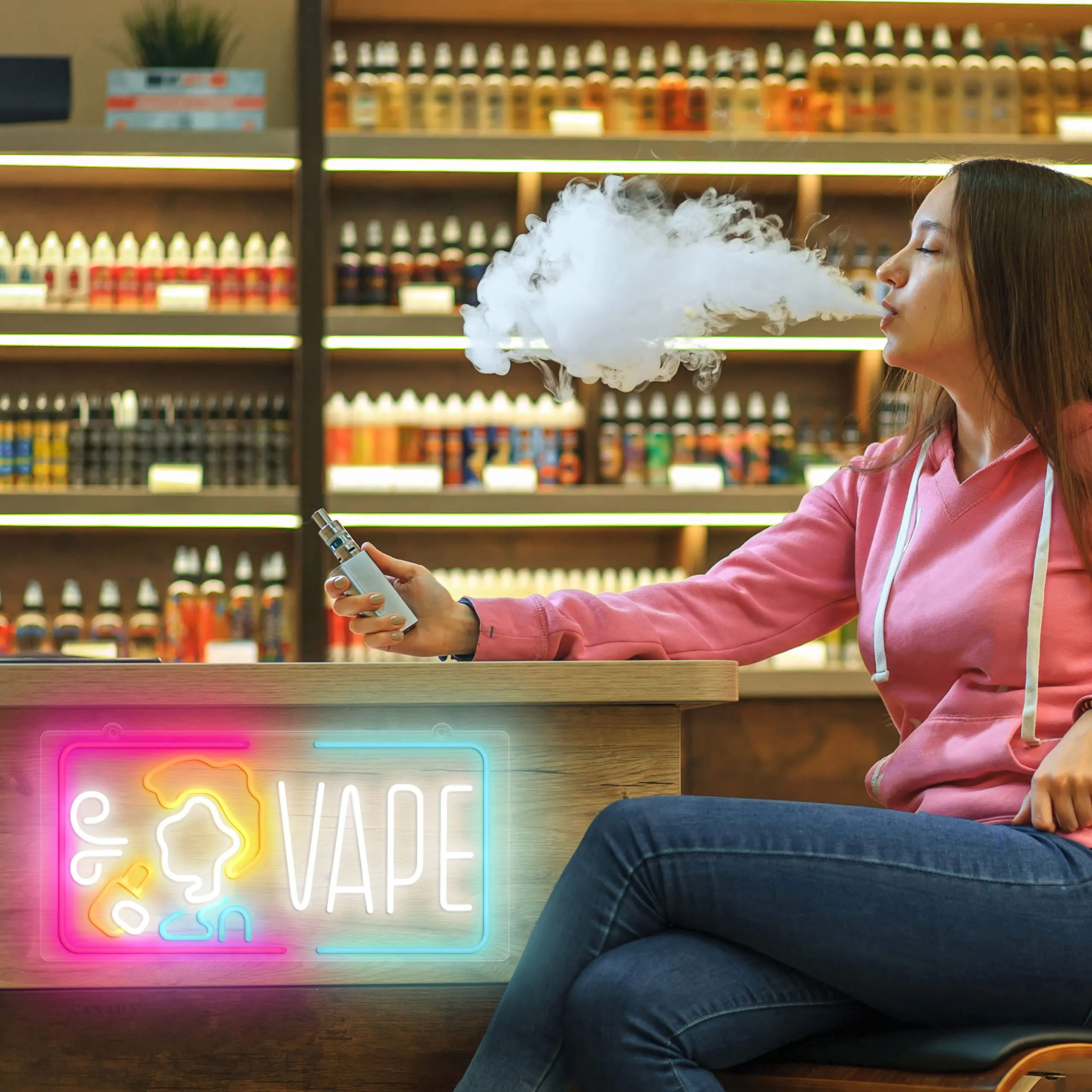 Vape Neon Sign Dimmable Smoke  – Vaping Store Bewertung und Preis